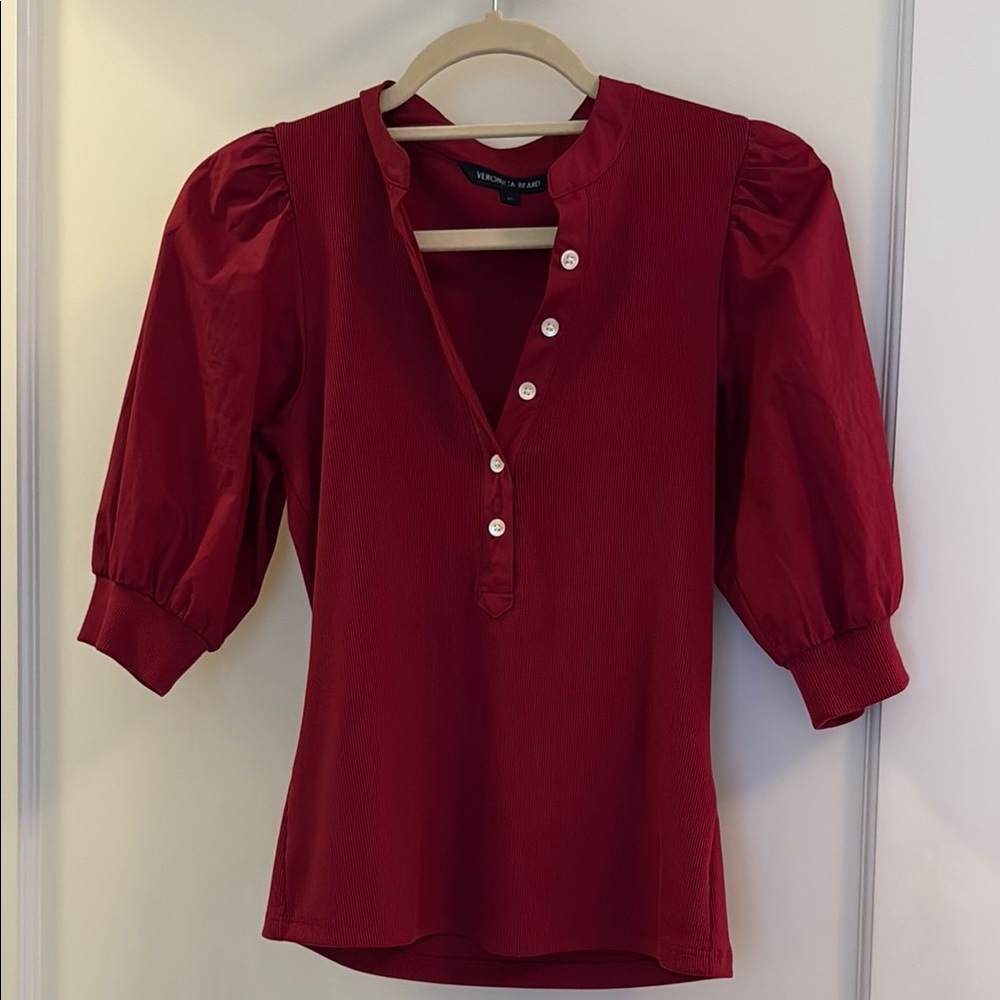 Red Button-Up Women's Top
